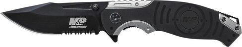Smith & Wesson M&P SWMP13GS 8.2in High Carbon S.S. Folding Knife with 3.5in Serrated Clip Point Blade and Aluminum Handle for Outdoor, Tactical, Survival and EDC,Black in Kuwait