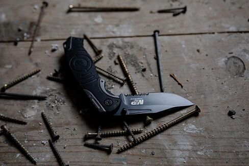 Smith & Wesson M&P SWMP13GS 8.2in High Carbon S.S. Folding Knife with 3.5in Serrated Clip Point Blade and Aluminum Handle for Outdoor, Tactical, Survival and EDC,Black in Kuwait
