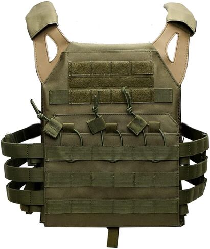 SAIJINZHI Tactical Airsoft Molle Breathable JPG Vest Game Protective Modular Chest Set for Fun (OD Green) (Red) in Kuwait