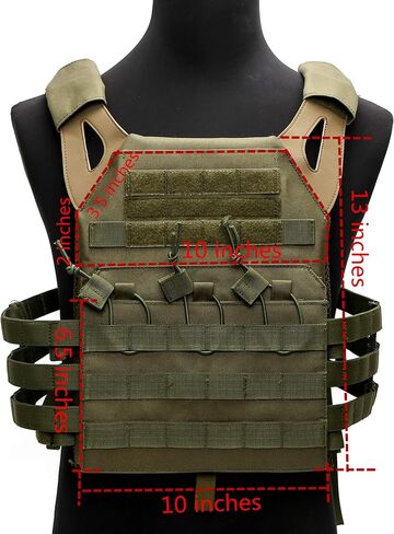 SAIJINZHI Tactical Airsoft Molle Breathable JPG Vest Game Protective Modular Chest Set for Fun (OD Green) (Red) in Kuwait