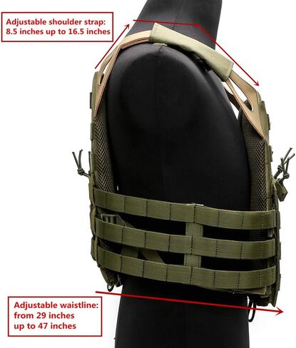 SAIJINZHI Tactical Airsoft Molle Breathable JPG Vest Game Protective Modular Chest Set for Fun (OD Green) (Red) in Kuwait