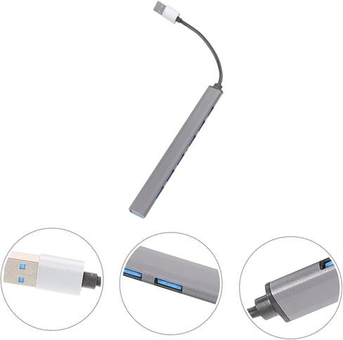 USB 3.0 7 Port Hub Adapter for Laptop, Aluminum Alloy | Backward Compatible with USB 2.0 and 1.1, Built in Advanced Chip, Office Desk Setup the Go Computing in Kuwait