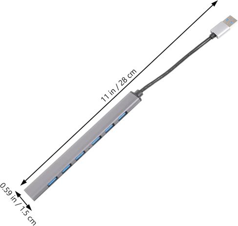 USB 3.0 7 Port Hub Adapter for Laptop, Aluminum Alloy | Backward Compatible with USB 2.0 and 1.1, Built in Advanced Chip, Office Desk Setup the Go Computing in Kuwait