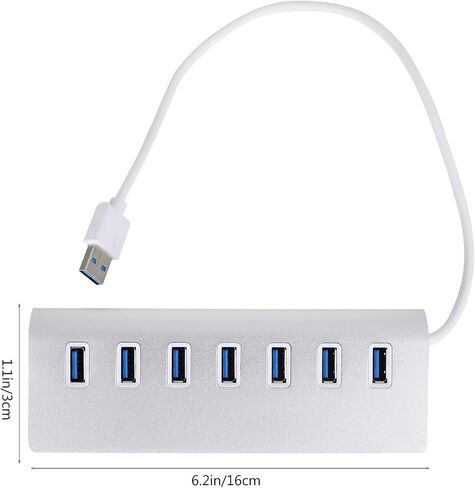 7 Port USB 3.0 Hub Dock with 25 Degree Tilt, Plastic, Silver in Kuwait