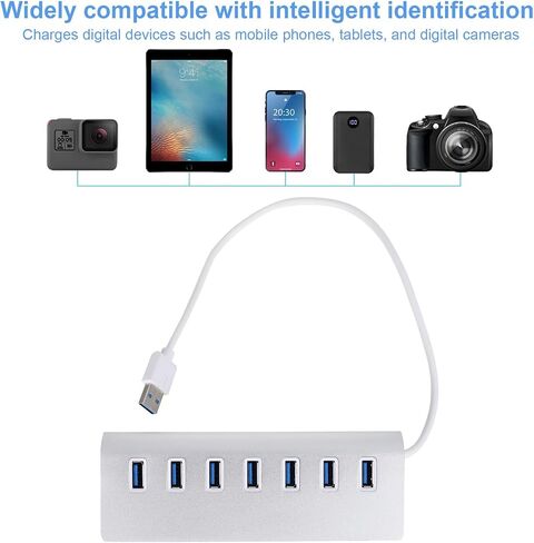 7 Port USB 3.0 Hub Dock with 25 Degree Tilt, Plastic, Silver in Kuwait