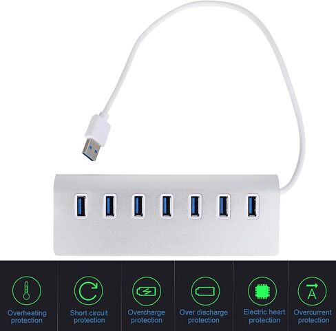 7 Port USB 3.0 Hub Dock with 25 Degree Tilt, Plastic, Silver in Kuwait