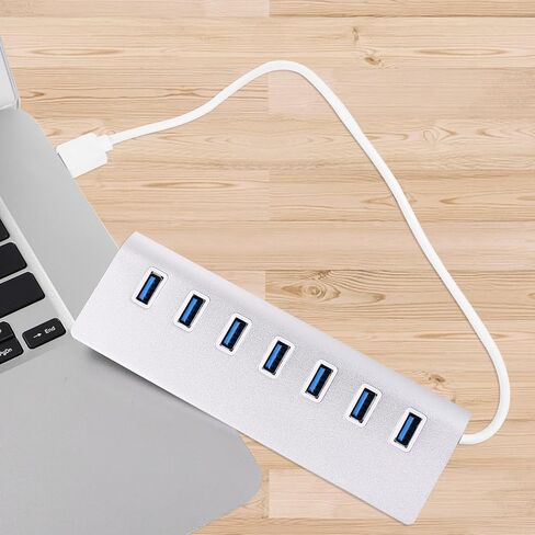7 Port USB 3.0 Hub Dock with 25 Degree Tilt, Plastic, Silver in Kuwait
