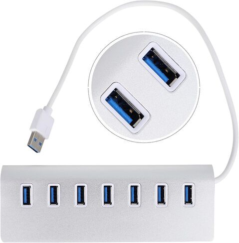7 Port USB 3.0 Hub Dock with 25 Degree Tilt, Plastic, Silver in Kuwait