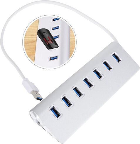 7 Port USB 3.0 Hub Dock with 25 Degree Tilt, Plastic, Silver in Kuwait