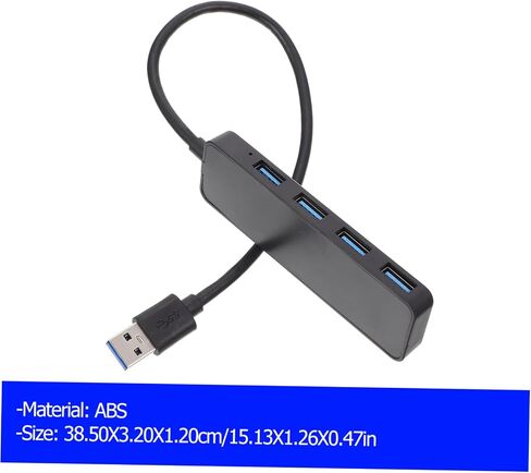 Portable Data Hub 4 Port USB Hub ABS Black for Laptop in Kuwait