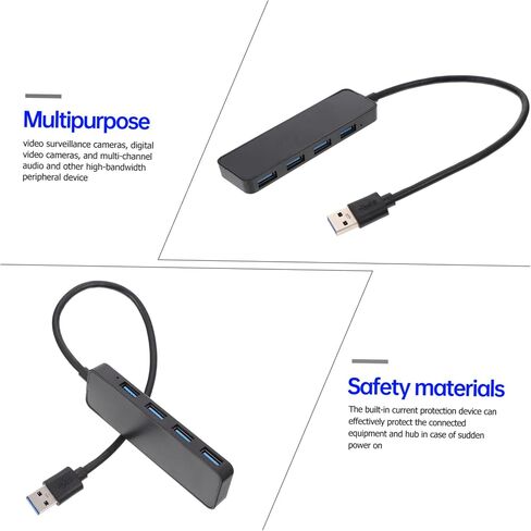 Portable Data Hub 4 Port USB Hub ABS Black for Laptop in Kuwait