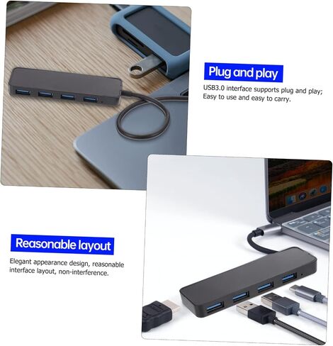 Portable Data Hub 4 Port USB Hub ABS Black for Laptop in Kuwait