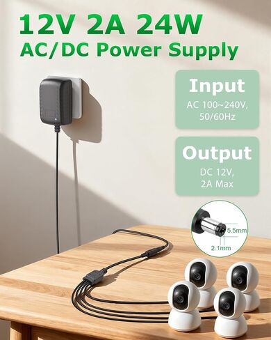 12V Power Supply 2A AC/DC Adapter 12Volt 2A Wall Charger Replacement in Kuwait