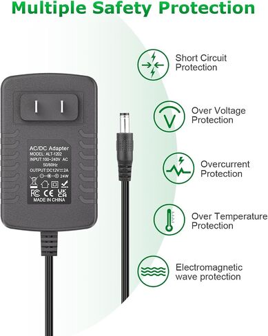 12V Power Supply 2A AC/DC Adapter 12Volt 2A Wall Charger Replacement in Kuwait