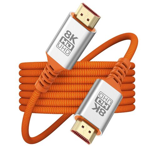8K HDMI Cable 6.6FT Orange, Ultra High Speed HDMI 2.1 Cable 48Gbps in Kuwait
