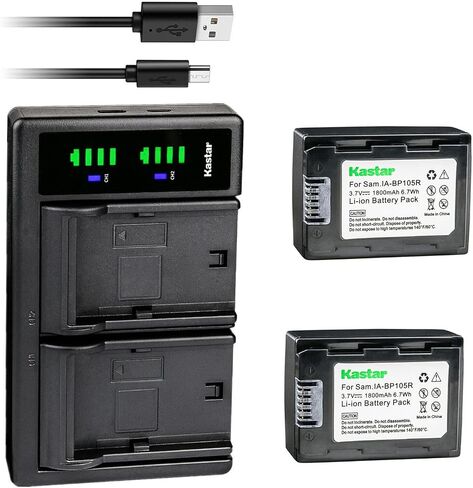 Kastar 3-Pack IA-BP105R Battery and LTD2 USB Charger Replacement for Samsung SMX-F50BN/XAA, SMX-F50SN/XAA, SMX-F53, SMX-F53BN, SMX-F53BP, SMX-F54, SMX-F54BN, SMX-F54RP, SMX-F54SP, SMX-F54UP Cameras in Kuwait