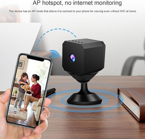 Pomya 1080P HD WiFi Wireless Security Camera, Indoor Outdoor HomeSurveillance with AP Hotspot, 130 Wide Angle, Magnetic Mount, Remote View & Loop Recording in Kuwait