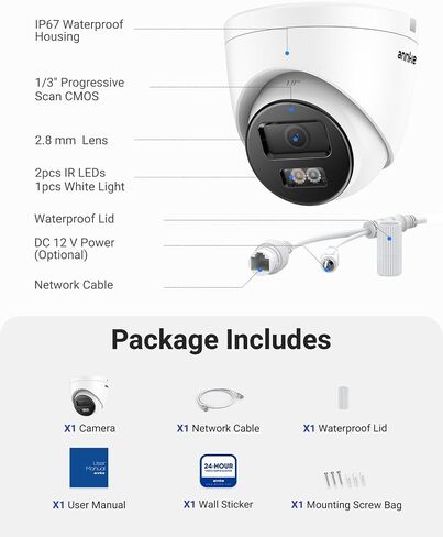 ANNKE 3K PoE Security Camera, IP Dome Camera Outdoor, Spotlight Color Night Vision, AI Human & Vehicle Detection, H.265+, Built-in mic & 512GB Micro SD Card Slot, IP67 Waterproof in Kuwait