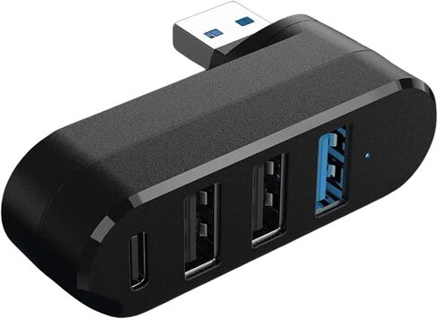 4 Port USB3.0 Hubs 180° Degree Rotatable USB Splitter with 3 USB Port 1 USB C Powered Data Port USB Extender for Laptop in Kuwait