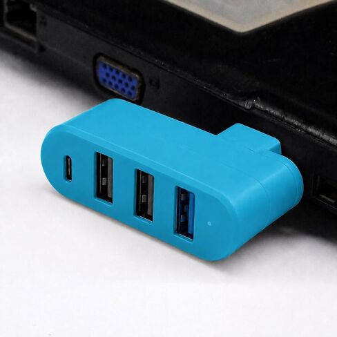 Rotatable 4-in-1 USB Hub with USB & Type-C Ports, High-Speed Charging & Data Transfer Station for Laptops, PCs, Lightweight White in Kuwait