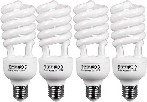 45 Watt CFL Daylight Balanced Bulb with 5500K Color Temperature for Photography and Video Studio Lighting (4 Pack) in Kuwait