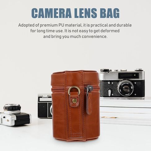 Kisangel Camera Lens Pouch with Zipper, PU Shockproof Storage Case in Kuwait