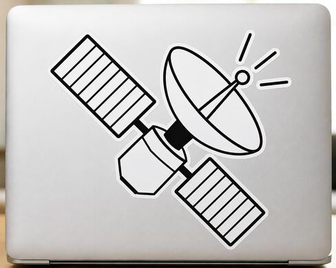 Satellite Icon Sticker Minimal Geometric Black-and-White Vinyl Decal for Laptop Car Window Bumper Waterproof Truck AUTO Bottle in Kuwait