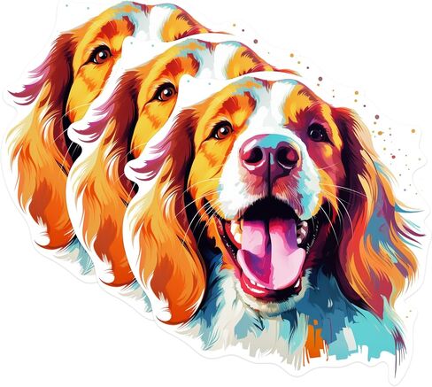 (3 Pack) Brittany Spaniel Decals - Dog Breed Stickers - Laptop Decal - Dog Lover Gift - 3 Inches On Longest Side - Easy Peel & Apply - Made in USA - 3MCS0850 in Kuwait