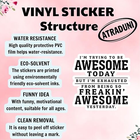 (3Pcs) I’m Trying to Be Awesome Today but I’m Exhausted from Being So Freakin’ Awesome Yesterday Stickers 3 Inch Funny Sarcastic Vinyl Decals for Water Bottles Laptops and Tumblers in Kuwait