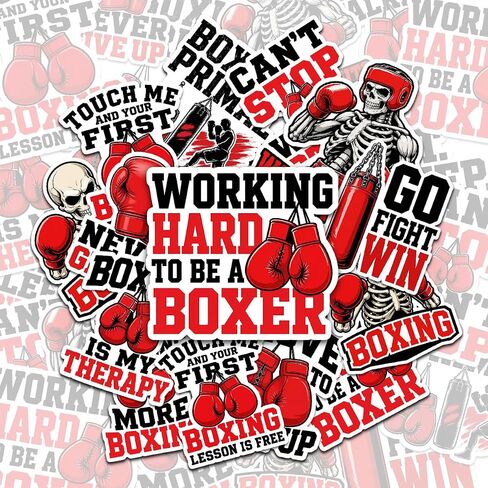 10Pcs Boxing Sticker Gifts Stickers Vinyl Waterproof for Laptop, Water Bottles, Luggage, Computer, Cell Phone for Men Women in Kuwait