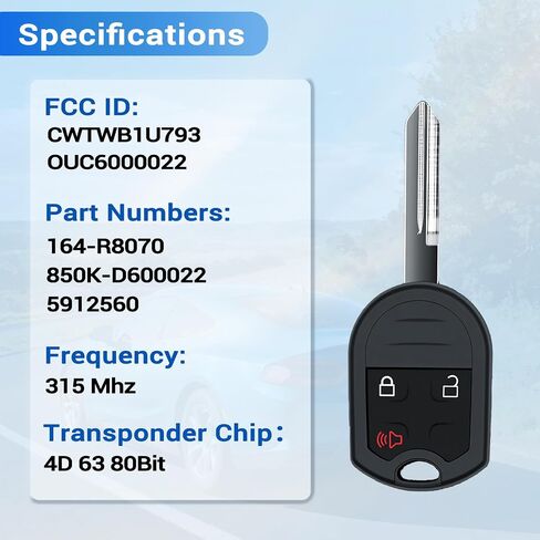 Key Fob Fits for F150 2004-2014 Edge F250 Escape Expedition Explorer, 2Pcs in Kuwait