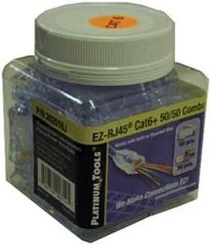 Platinum Tools 202016J EZ-RJ45 Cat6 50/50 Combo, Modular Connector for Ethernet Cable Termination, 100 per Jar in Saudi Arabia