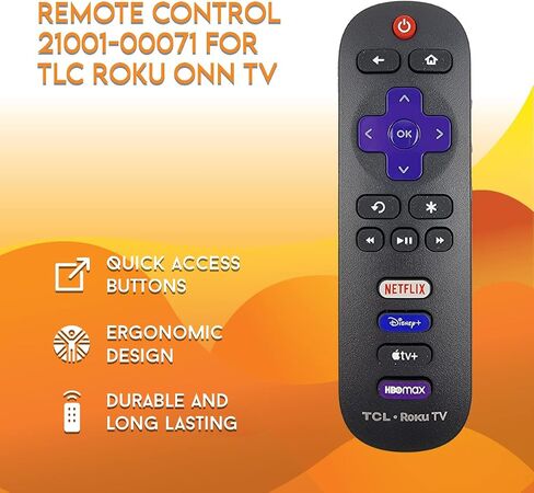 Ceybo OEM 21001-00071 Remote Control for TCL Roku TV Includes Netflix, Disney+, Apple TV & HBOMax Shortcuts 32S327, 32S335, 43S433, 43S435, 50S435, 55S435, 65S435 (Renewed) in Kuwait