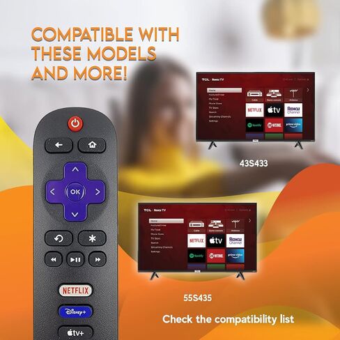 Ceybo OEM 21001-00071 Remote Control for TCL Roku TV Includes Netflix, Disney+, Apple TV & HBOMax Shortcuts 32S327, 32S335, 43S433, 43S435, 50S435, 55S435, 65S435 (Renewed) in Kuwait
