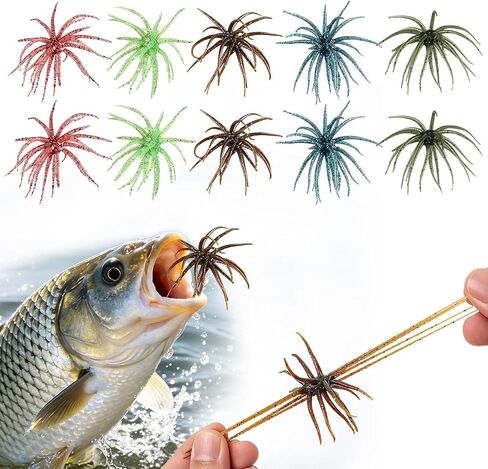 12Pcs Fishing Lures with Reflective Stars, Sea Urchin Baits for Bass Fishing | 4 Colors Floating Sea Urchin Lure, 3.5in for Freshwater & Saltwater in Kuwait