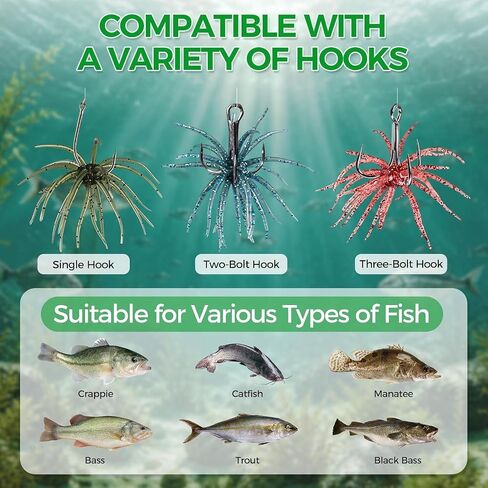 12Pcs Fishing Lures with Reflective Stars, Sea Urchin Baits for Bass Fishing | 4 Colors Floating Sea Urchin Lure, 3.5in for Freshwater & Saltwater in Kuwait