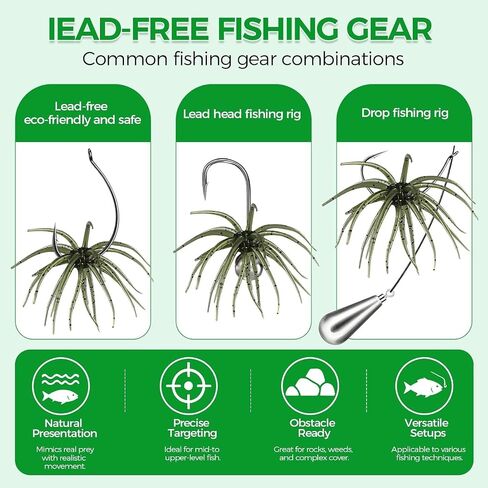 12Pcs Fishing Lures with Reflective Stars, Sea Urchin Baits for Bass Fishing | 4 Colors Floating Sea Urchin Lure, 3.5in for Freshwater & Saltwater in Kuwait