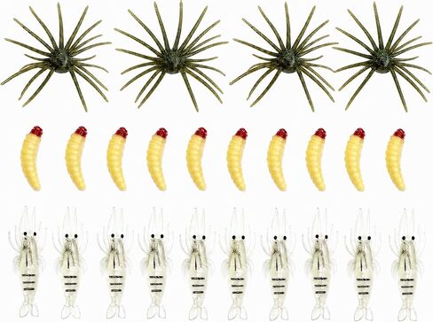 Soft Fishing Lure Kit Bass Trout, 24Pcs Sea Urchin Worm Shrimp Baits in Kuwait