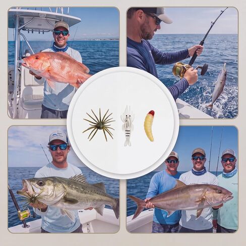 Soft Fishing Lure Kit Bass Trout, 24Pcs Sea Urchin Worm Shrimp Baits in Kuwait