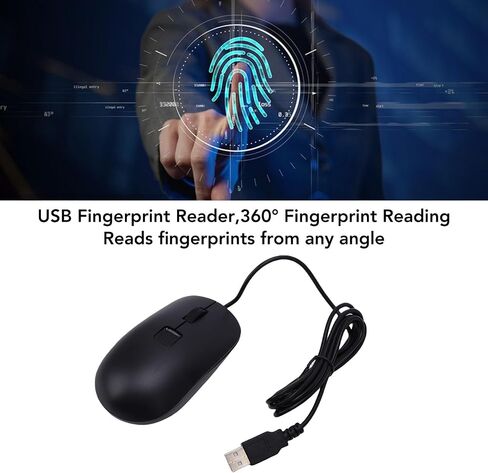 Wired USB Mouse with Fingerprint Reader, Biometric Security Wi ndows 11 10 Hello, 360 Fingerprint Recognition, Touch Speedy Matching for PC Laptop in Kuwait