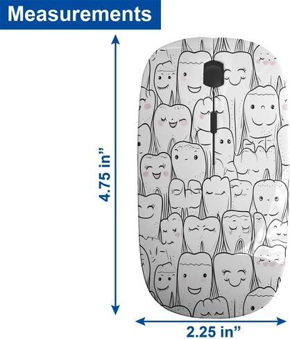 Alesya Cute Dental Pattern, USB Optical Wireless Mouse, Ergonomic Slim Desktop Laptop Mice for Kids in Kuwait