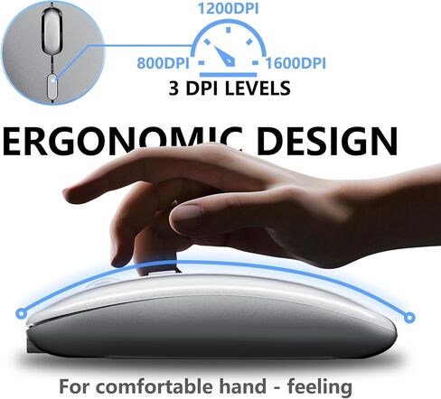 ShuGuoTu Wireless Mouse, 2.4G Slim Mute Silent Click Noiseless Optical Mouse with USB Receiver and Type C Adapter Compatible with Notebook, PC, Laptop, Computer, MacBook (Silver) in Kuwait
