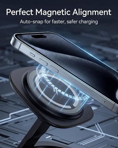 Traveling Magnetic Wireless Charging Station - ADADPU 3 in 1 Foldable Charger Stand for Apple Devices, Travel Charging Pad for iPhone 17 16 15 14 13 12 Pro Max Plus, for Apple Watch AirPods, Black in Kuwait