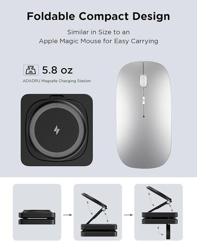 Traveling Magnetic Wireless Charging Station - ADADPU 3 in 1 Foldable Charger Stand for Apple Devices, Travel Charging Pad for iPhone 17 16 15 14 13 12 Pro Max Plus, for Apple Watch AirPods, Black in Kuwait