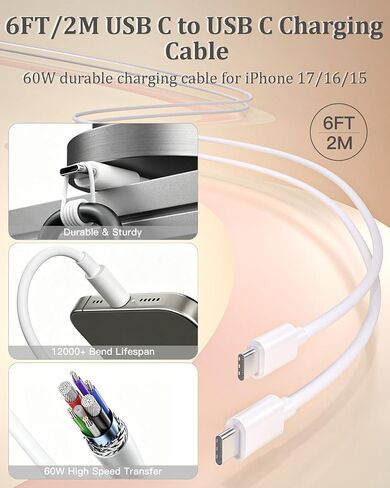 100W 5-Port USB C Charging Blocks for iPhone 17 Charger Fast Charging 2Pack in Kuwait