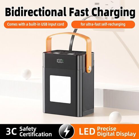 100000mAh Fast Charging Power Bank Built-in Cable,Portable Portable Charger in Kuwait