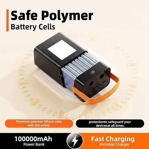 100000mAh Fast Charging Power Bank Built-in Cable,Portable Portable Charger in Kuwait