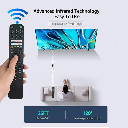Replacement Remote Control for Sony Bravia Smart TV RMFTX520U KD43X85J KD50X80J KD50X85J KD55X85J KD65X85J KD75X80CJ KD75X80J KD75X81J KD75X85J KD85X91J XR-55A90J (No Voice Function) in Kuwait