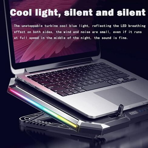 Gaming Laptop Cooler Six Fan Led Screen Two Port RGB Lighting Cooling Pad Notebook Stand for 12-17 Inch in Kuwait