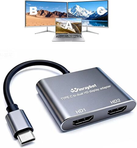 USB to HDMI Adapter for 2 Monitors-USB3.0 to Dual hdmi for 3 Monitors-USB to HDMI with Two HD Displau Supports Mac & Windows/Dual HDMI Extender -External Video & Graphics Card Adapter in Kuwait